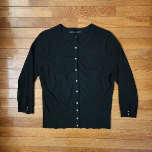 White House Black Market Black Cardigan w/ Silver Snaps